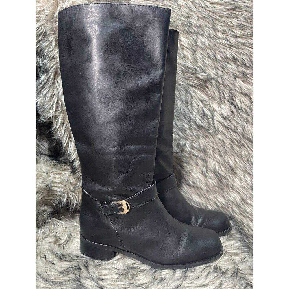 Lord and Taylor Heritage Tall Black Leather Boot Women's Size 7.5 M